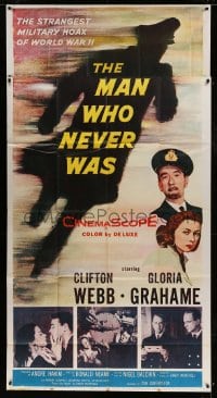 8b814 MAN WHO NEVER WAS 3sh 1956 Clifton Webb, Gloria Grahame, strangest military hoax of WWII!