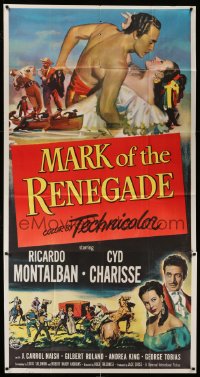 8b816 MARK OF THE RENEGADE 3sh 1951 shirtless Ricardo Montalban with sword & sexy Cyd Charisse!