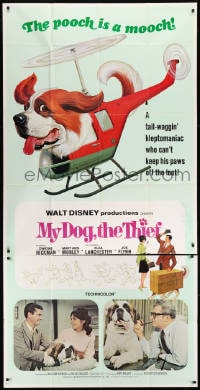 8b835 MY DOG THE THIEF 3sh 1969 Walt Disney, wacky art of canine helicopter, the pooch is a mooch!