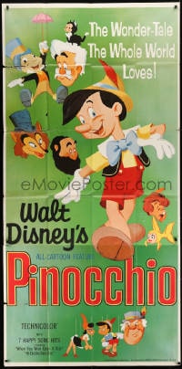 8b870 PINOCCHIO 3sh R1962 Disney classic fantasy cartoon about a wooden boy who wants to be real!