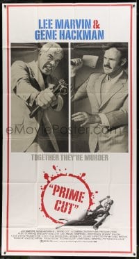 8b875 PRIME CUT 3sh 1972 Lee Marvin w/machine gun, Gene Hackman w/cleaver, together they're murder!