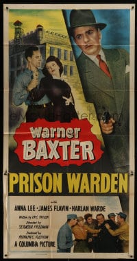 8b876 PRISON WARDEN 3sh 1949 Warner Baxter with gun, pretty Anna Lee in trouble!