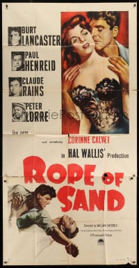 8b892 ROPE OF SAND 3sh 1949 Burt Lancaster, Claude Rains, Peter Lorre, sexy Corinne Calvet!