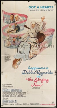 8b915 SINGING NUN 3sh 1966 great artwork of religious Debbie Reynolds with guitar riding Vespa!