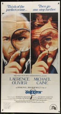 8b919 SLEUTH int'l 3sh 1972 Laurence Olivier & Michael Caine, cool magnifying glass image!