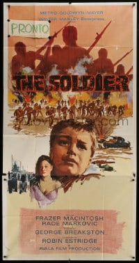 8b924 SOLDIER 3sh 1966 George Breakston Yugoslavian military war movie, cool art!