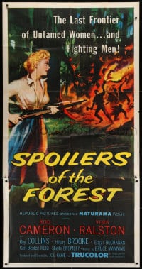 8b933 SPOILERS OF THE FOREST 3sh 1957 art of Vera Ralston in the last frontier of untamed women!