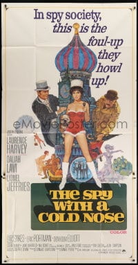 8b935 SPY WITH A COLD NOSE int'l 3sh 1967 art of spy Laurence Harvey & sexy Daliah Lavi!