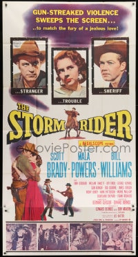 8b940 STORM RIDER 3sh 1957 stranger Scott Brady, sheriff Bill Williams, Mala Powers is trouble!