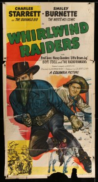 8b986 WHIRLWIND RAIDERS 3sh 1948 Charles Starrett as The Durango Kid & Smiley Burnette!