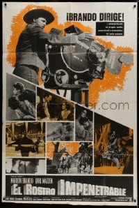 8b022 ONE EYED JACKS Spanish/US 40x60 1961 star & director Marlon Brando w/camera & montage, rare!
