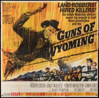 8b344 CATTLE KING 6sh 1963 cool artwork of Robert Taylor about to pistol-whip guy, Guns of Wyoming!