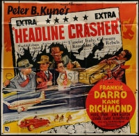 8b369 HEADLINE CRASHER 6sh 1937 newspaper art w/ Frank Darro in hot rod car chase, very rare!