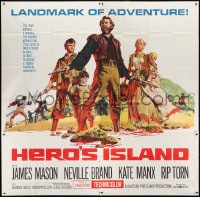 8b370 HERO'S ISLAND 6sh 1962 McCarthy art of James Mason, Neville Brand, Kate Manx & Rip Torn!