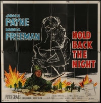 8b372 HOLD BACK THE NIGHT 6sh 1956 art of Korean War soldier John Payne & sexy Mona Freeman!