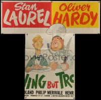 8b397 NOTHING BUT TROUBLE INCOMPLETE 6sh 1945 Hirschfeld art of Stan Laurel & Oliver Hardy, rare!