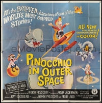 8b399 PINOCCHIO IN OUTER SPACE 6sh 1965 great sci-fi cartoon artwork, explore new worlds of wonder!