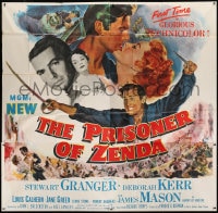8b402 PRISONER OF ZENDA 6sh 1952 great art of hero Stewart Granger kissing pretty Deborah Kerr!