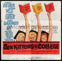 8b413 SEX KITTENS GO TO COLLEGE 6sh 1960 sexy art of Van Doren, Tuesday Weld & Bardot's sister!