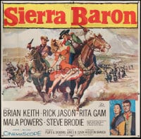 8b414 SIERRA BARON 6sh 1958 art of Brian Keith rescuing sexy Rita Gam, live or die, shoot to kill!