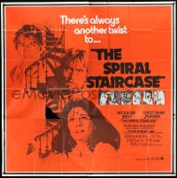 8b420 SPIRAL STAIRCASE int'l 6sh 1975 Jacqueline Bisset, Christopher Plummer, cool art!