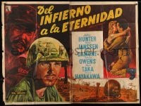 8b450 HELL TO ETERNITY Argentinean 43x57 1960 art of WWII soldier Jeffrey Hunter with Patricia Owens!