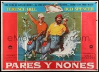 8b454 ODDS & EVENS Argentinean 43x59 1978 Corbucci, art of Terence Hill & Bud Spencer on dolphins!