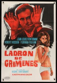 8b484 CRIME THIEF Argentinean 1969 art of handcuffed Jean-Louis Trintignant & sexy Florinda Bolkan!
