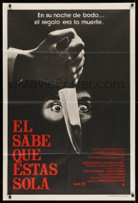 8b509 HE KNOWS YOU'RE ALONE Argentinean 1980 different image of scared eyes staring at knife!