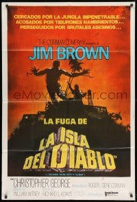 8b516 I ESCAPED FROM DEVIL'S ISLAND Argentinean 1973 different art of Jim Brown jumping from cliff!