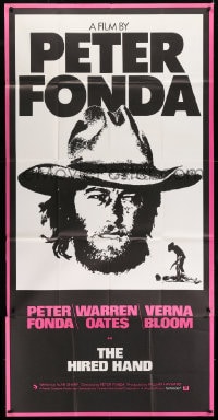 8b082 HIRED HAND English 3sh 1971 huge headshot of star & director Peter Fonda in cowboy hat!