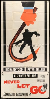 8b089 NEVER LET GO English 3sh 1962 art of giant hook over silhouette with broken bottle, rare!