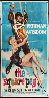 8b091 SQUARE PEG English 3sh 1958 Nistri art of sexy woman holding onto paratrooper Norman Wisdom!