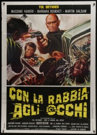 8b199 DEATH RAGE Italian 1p 1978 cool art of Yul Brynner shooting big gun, Anger in His Eyes!
