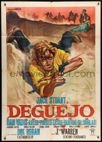 8b200 DEGUEJO Italian 1p 1966 great spaghetti western art of Jack Stuart with gun on ground!