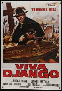 8b203 DJANGO PREPARE A COFFIN Italian 1p R1980s Gasparri art of Terence Hill as Django by coffin!