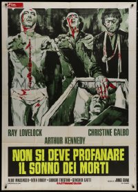 8b204 DON'T OPEN THE WINDOW Italian 1p 1974 great bloody zombie artwork with dayglo title!