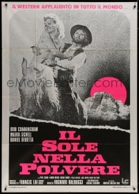 8b208 DUST IN THE SUN Italian 1p 1973 naked Maria Schell on horse, cool dayglo image!