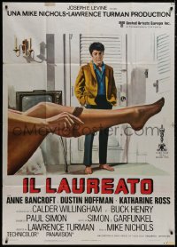 8b227 GRADUATE Italian 1p R1970s classic image of Dustin Hoffman & Anne Bancroft's sexy leg!