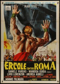 8b230 HERCULES AGAINST ROME Italian 1p 1964 Casaro art of strongman Sergio Ciani vs entire army!