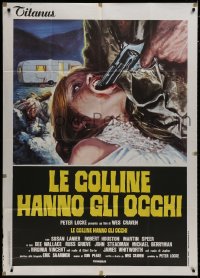 8b231 HILLS HAVE EYES Italian 1p 1978 Wes Craven, violent different art of girl with gun in mouth!