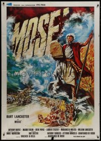 8b269 MOSES Italian 1p 1974 different art of Burt Lancaster holding Ten Commandments in flood!