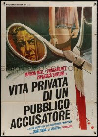 8b274 PENALTY OF DEATH Italian 1p 1974 Luca art of bloody scissors & sexy woman in nightie, rare!