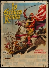 8b280 RED SHEIK Italian 1p 1962 cool art of Channing Pollock on horse by Enrico De Seta!