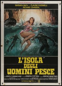 8b299 SOMETHING WAITS IN THE DARK Italian 1p 1978 cool art of sexy girl being attacked by monsters!