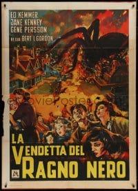8b302 SPIDER Italian 1p 1962 great different art of giant spider destroying village, rare!