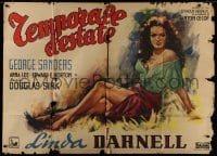 8b305 SUMMER STORM horizontal Italian 1p 1947 Tarquini art of super sexy Linda Darnell, ultra rare!