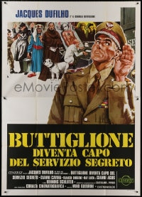 8b100 BUTTIGLIONE DIVENTA CAPO DEL SERVIZIO SEGRETO Italian 2p 1975 art of soldier Jacques Dufilho!