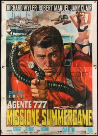 8b110 EXTERMINATORS Italian 2p 1965 cool different Casaro art of spy Richard Wyler with gun!