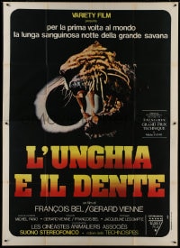 8b111 FANG & CLAW Italian 2p 1976 La griffe et la dent, c/u of giant cat's snarling snout, rare!